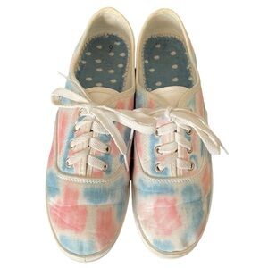 Pink & Blue Tie Dye Lace Up Casual Athletic Shoes